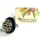 NEW Lalo Resin BUBBLE RING Polka Dot Animal Print 1.25" Round Adjustable Size Photo 0