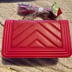 Badgley Mischka Crossbody Shoulder Flap Bag Red V Quilt New With Tags Photo 1