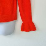 J.Crew  Bright Tangerine Orange Crew Neck Long Sleeve Sweater Bell Cuffs Size S Photo 2