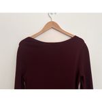 STAUD Burgundy Ribbed Knit Maxi Dress Long Sleeve Square Neck Side Slit Bodycon Red Size L Photo 3