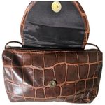 Vintage Genuine Brown Leather Croc Embossed Crossbody Shoulder Bag Photo 5