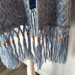 Ruby Rd . Blue Geometric Women's Poncho Photo 5