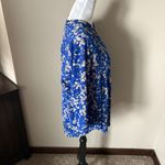 Evereve  Allison Joy Womens Floral Long Sleeve Blouse Blue Xlarge Photo 3