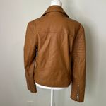 7 For All Mankind brown faux leather moto jacket size M Photo 4