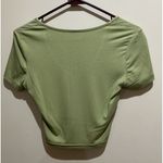 SheIn  ~ Short Sleeve Ribbed V-Neck Cropped Top ~ Size Medium ~ Green Photo 3