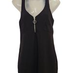 ZARA Zip Front Sleeveless V-Neck Above The Knee Black Chic Mini Tank Dress Small Photo 0