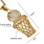 Unisex Crystal Gold Basketball & Hoop Necklace HOT Photo 1