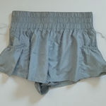 Free People  Movement Gray Ruffle Plated Shorts Size Small Photo 0