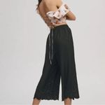 Anthropologie Crochet Hem Crop Pants Womens Black 2T Photo 2