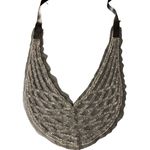 Vintage Beaded Mesh Collar Necklace Bib Sequins Black Satin Ties Estate NWOT Silver Photo 4