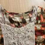 Art And Soul Blouse Small Geometric Print Embroidered Front Panel Short Sleeve Brown Photo 1