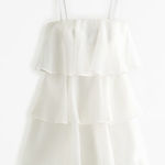 Abercrombie & Fitch  White Organza Tiered Strapless Mini Bridal Wedding‎ Dress S Photo 0