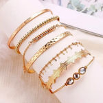 Boutique NEW Solid Gold Plated 7 pc Boho Stacking Bracelet Set Photo 0