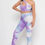 Special One PURPLE TYE DIE FITNESS ACTIVE WEAR 2PC SET ONE SHOULDER TOP Size S New With Tags Photo 0
