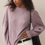 Anthropologie By Scalloped Collar Sweater in Lilac Size Small Photo 0