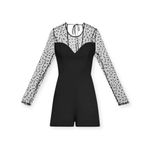 BCBGeneration new ❤︎︎ Sweetheart Flocked Tulle Panel Open Back Romper ❤︎︎ Black Photo 4