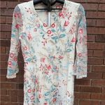 Reba McEntire Floral Embroidered Dress Cream Coral Blue Womens Size Large Maxi Photo 1