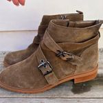 Bleecker and Bond  Kelsey tan suede buckle strap ankle booties 8.5M Photo 1