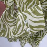 Joie  Button Front Shirt Womens Medium Green White Zebra Print Fairy Layered Photo 8