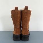 Jimmy Choo Aldea Lace-Up Shearling Lined Suede Camel Brown Mid Calf Boots Photo 6