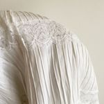 None Vintage 70s Prairie Lace Maxi Dress Flare Bell Sleeve Sheer Western Wedding Photo 11