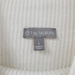 T by Talbots Womens Sweater Large Ivory Drawstring Cowlneck Waffle Knit Pullover White Photo 12