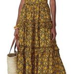 Nicholas Adele Dress Floral Golden Ruffle Tiered Size US 2 Gold Photo 0