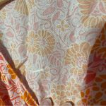 ZARA Pink Orange White V neck Twist Linen and Cotton Resort Floral Crop Top Photo 6