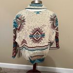 Sugar Street Weavers Western Aztec Print Jacket One Size Turquoise Brown Ivory Blue Photo 3