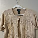 Vintage Knot Sweater Button Up Shirt Crochet‎ Embroidered Cottage Grandma Core Yellow Photo 4