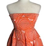 Rubber Ducky  Floral Rose Ball Gown M Coral Orange Strapless High Low Zipper Photo 1