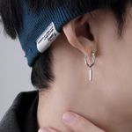 925 Silver Plated Unisex Hip Hop Dangle Drop Earrings for Men Women Photo 3