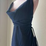 Alamour The Label Claudia Navy Ruched Draped Neck Sleeveless Strappy Back Gown M Blue Size M Photo 3