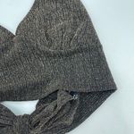 ORIGINALITY Halter Top Cropped Size Small Metallic Lurex Tie Back Boho Festival Black Photo 6