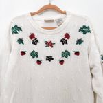 Northern Reflections VTG  Womens Sweater‎ Size L White Holiday Embroidered 90s Photo 1