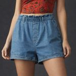 Anthropologie Pilcro Denim Shorts Size XL Light Wash Relaxed Fit Elastic Waist Normcore Casual Photo 0