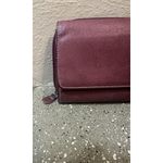 Guano Tong Genuine Leather Wallet Maroon Trifold RFID Organizer Zip Pocket Red Photo 1