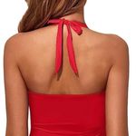 Sweetheart Neck Halter Red Swimsuit Push Photo 1