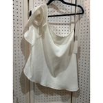MILK + HONEY White One Shoulder Ruffle Flower Detail Top Size L Photo 1