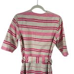 Vilagallo Cream Pink Striped Linen Blend Dress Preppy Office Womens 40 US 8 Photo 7