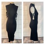ASOS  NWT black mock neck side ties midi bodycon dress size 4 Photo 1