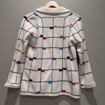 Unbranded Vtg White Rainbow Block White Cardigan Sweater Sz Medium Golf Preppy Photo 1