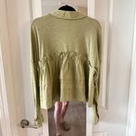 Anthropologie  Pilcro Long-Sleeve V-Neck Ruffled Babydoll Top Moss Green Size M Photo 3