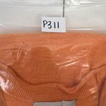 Loft Size M Sweater Roll Tab Henley Women’s Orange Knit Long Tab Sleeve V-neck Photo 9