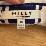 Milly for Design Nation Women Size 10‎ Blue White Pleated Striped Dress Tie Belt Photo 5