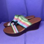 Anne Klein Hayda Striped Stretch Blocky Platform Wedge Pump Summer Sandals 11M Photo 3