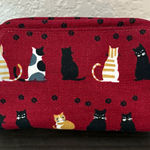 Deep Red Kitty Cat Cosmetic Travel Bag Photo 0