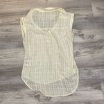 Guess Cream 3 Front Button Pullover Short Sleeve Sheer Blouse Longer in Back S Photo 5