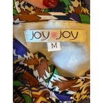 Joy Joy Dress Women Medium Blue Green Abstract Long Sleeve Ruffle Neck Mini Photo 8