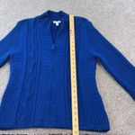 Charter Club Womens XL Blue Cable Knit Zip Up Sweater Long Sleeve Mock Cozy Photo 2